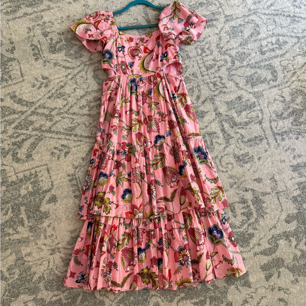 Floral Pink Tiered Dress